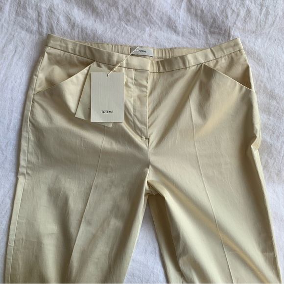 NWT Toteme Cropped Straight Trousers Satin Sheen Pants Ecru - Picture 9 of 16